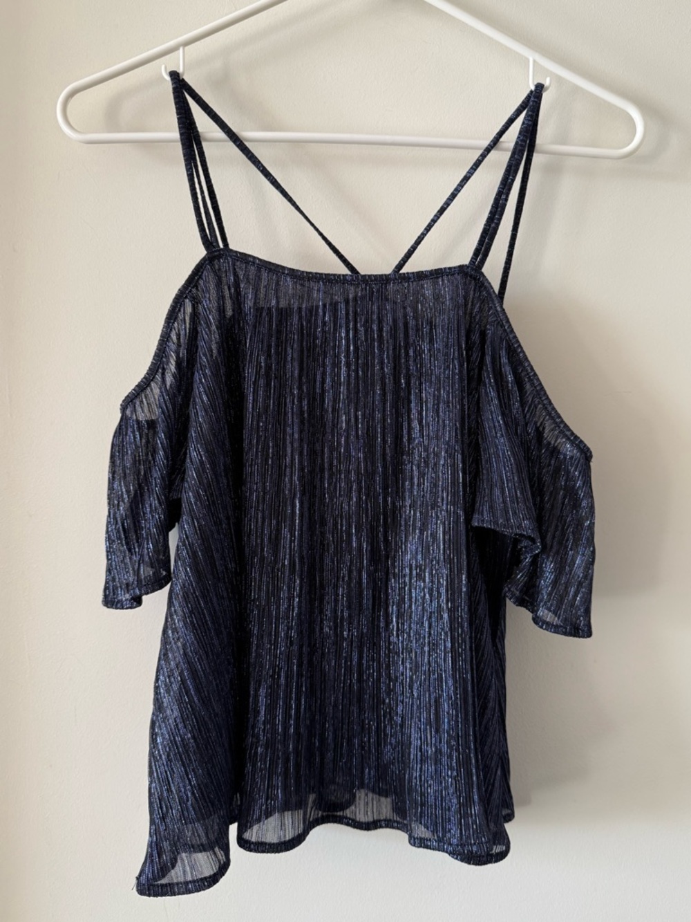 EUC Lush Sparkly Metallic Off-the-Shoulder Top